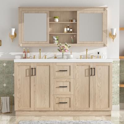GREATPLANINC Double SMC Sink Bathroom Vanity Cabinet - 59 Inch