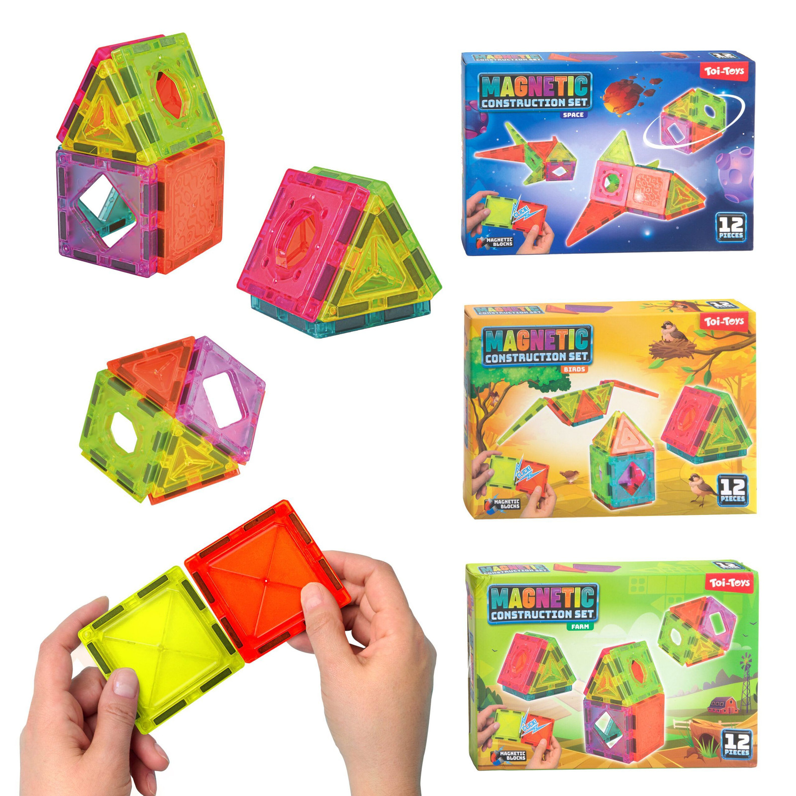 Geomag Magnetic Construction Set 12 stuks voor 2D- en 3D-constructies