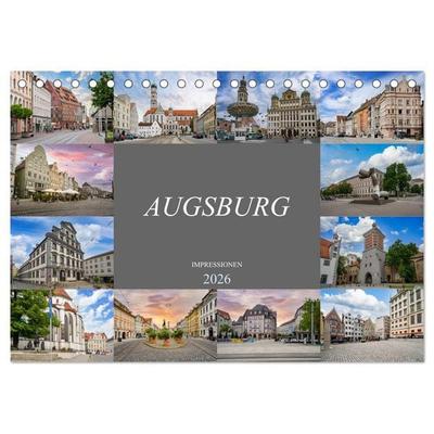 Augsburg Impressionen (Tischkalender 2026 DIN A5 quer), CALVENDO Monatskalender