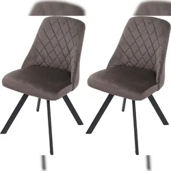 Décoshop26 - Set aus 2 Esszimmerstühlen bezogen mit dunkelbraunem Samt mit Ziernähten und Metallbeinen CDS04478