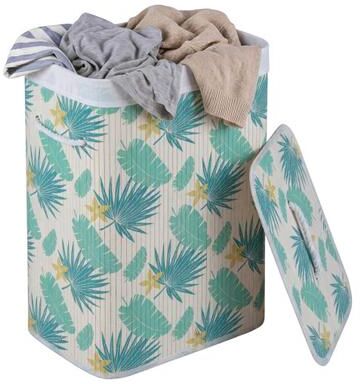 Costway 19 Gal Bamboo Clothes Hamper with Removable Liner and Portable Handles-Green