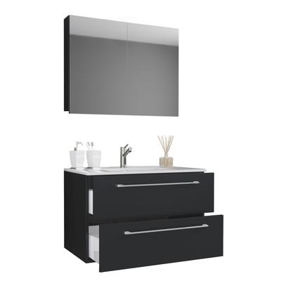 Waschtisch VCM "3-tlg. Waschplatz Waschtisch Badinos Schublade SP", schwarz, B:80cm T:46cm, Waschtische, Waschtisch