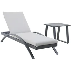 GreenYard 3tlg. Sonnenliege mit Tisch aus Aluminium RIAD XS - Anthrazit