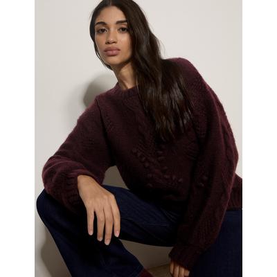 Strickpullover APRICOT "Zopfpullover mit Noppen", Damen, Gr. 12, plum, Strick, , Modisch, normal normal, Rundhals, Gerippte Bündchen, Pullover Strickpullover, mit Zopfmuster