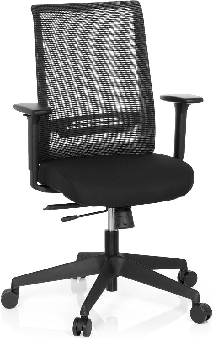 Silecomplaza 608970 Bürostuhl Coniston Netz-Stoff Schwarz Schreibtisch-Stuhl Ergonomisch verstellbare Armlehne 120-kg Netzrücken