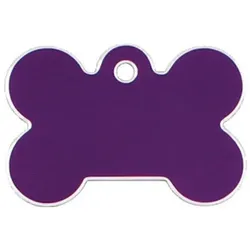 Adressanhänger mit Gravur - Knochen groß - lila mit Silberrand