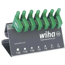 Wiha Stiftschlüssel mit Fähnchengriff Set TORX 7-teilges Set schwarzoxidiert im Werkbankständer - 25625