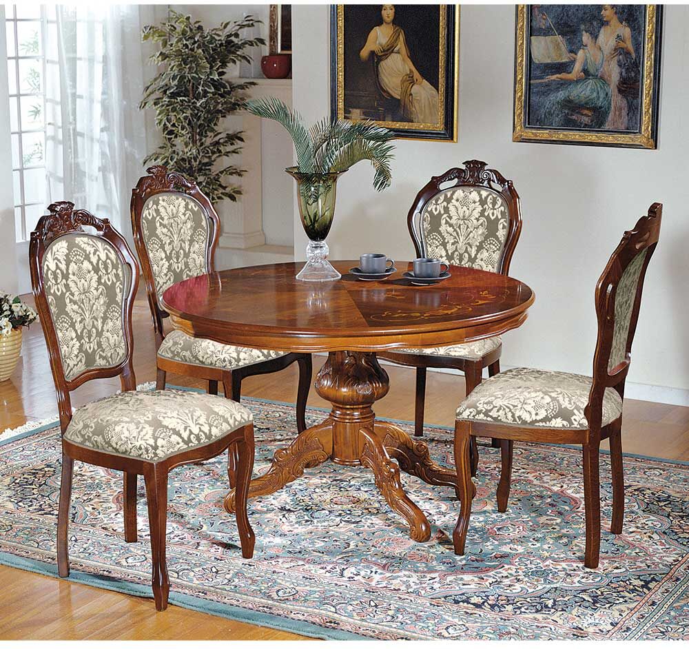 Pharao24.de Barocke Sitzgruppe in Nussbaumfarben Beige Gold
