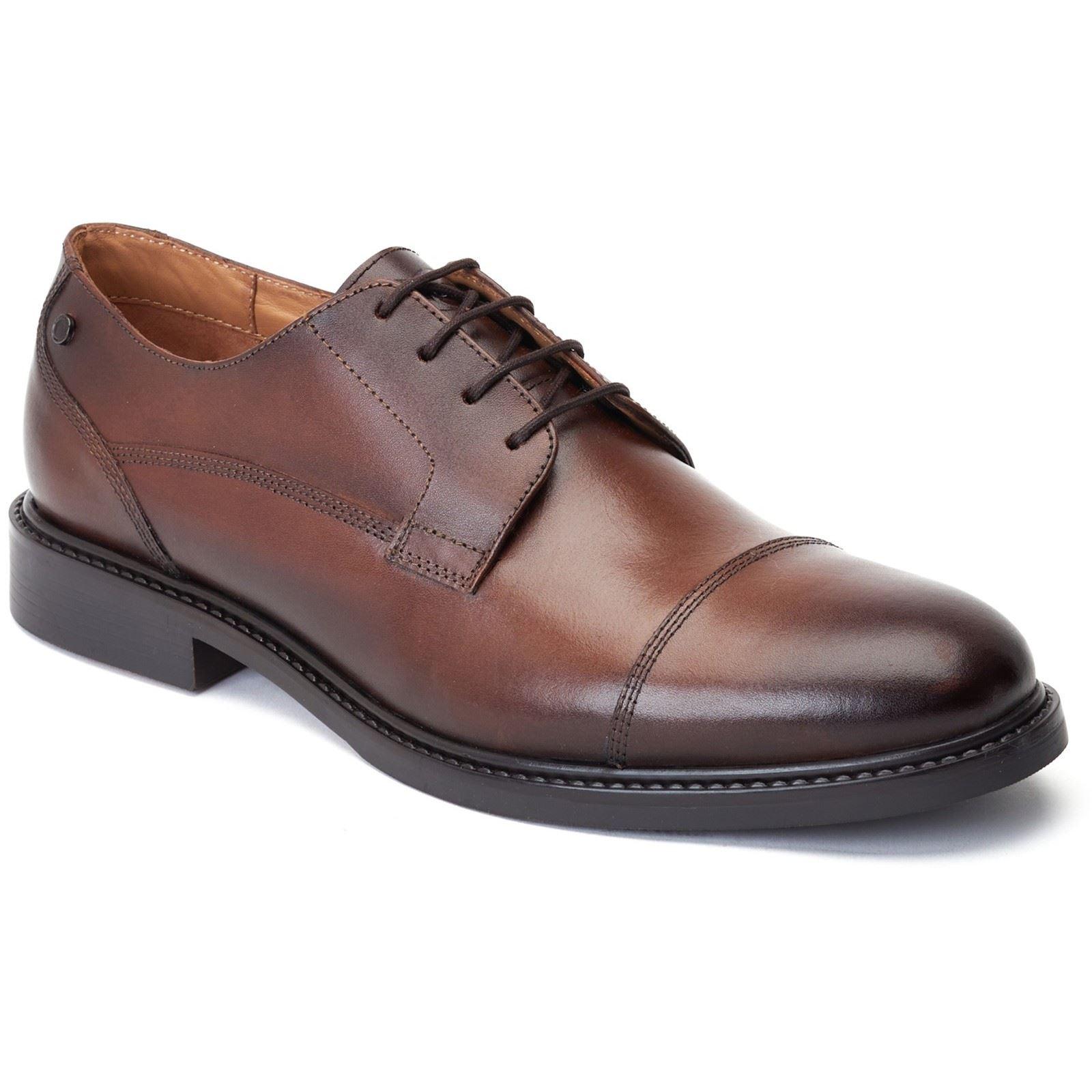 Base London Magnus Leren Herenschoenen In Verbrand Bruin Oxford-Model