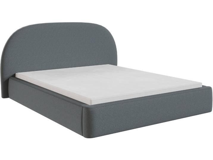 Polsterbett FORTE Aura , grau (grau, grau), B:197cm H:33cm L:219cm, Der Bezugsstoff Vibe ist ein hochwertiger Chenille-Stoff mit matter Oberfläche. Er überzeugt durch hohe Strapazierfähigkeit, REACH- und OEKO-TEX-Zertifizierung und ist antiallergen sowie schwer entflammbar – ideal für den täglichen Gebrauch., Betten, Polsterbett, abgerundetes Kopfteil
