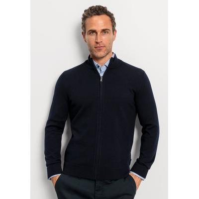 Strickjacke OLYMP "OLYMP Casual Strick, Strickjacke", Herren, Gr. XL, blau (marine), 100% Schurwolle, Strickjacken Strickjacke