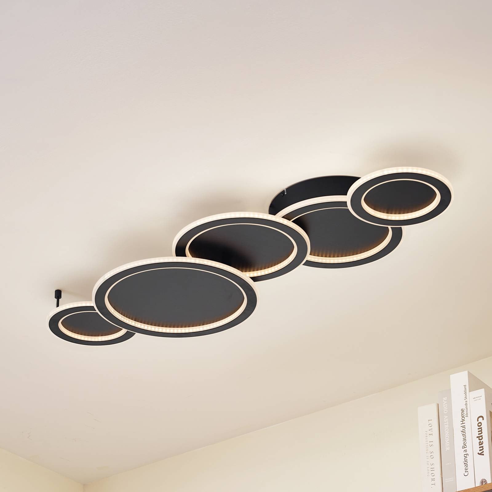 Lucande Diala LED-plafondlamp - Zwart - Modern - Dimbaar