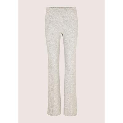 Jerseyhose MADELEINE "Hose Schmale Jerseyhose mit Paisley-Druck", Damen, Gr. 19, K-Gr, weiß (wollweiß, silberfarben), Modern, slim fit, Hosen Jerseyhose