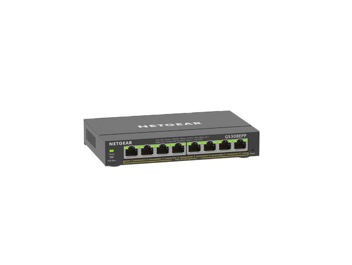 Netgear GS308EPP, Géré, L2/L3, Gigabit Ethernet (10/100/1000), Full duplex, Connexion Ethernet, supportant l'alimentation via ce port (PoE) GS308EPP-1