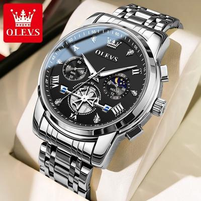 Uplifted Finds OLEVS 2856 Stainless Steel Quartz Mens Watch silver