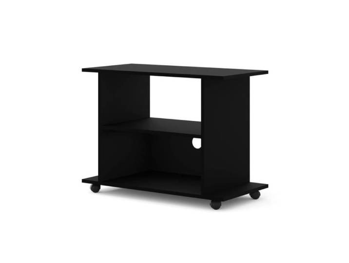 Meubles TV - AC-Déco - Table meuble TV à roulettes  Yogi  - Noir mat - L 80 cm