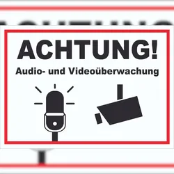 HB-Druck Achtung Audio- und Videoüberwachung Schild A2 (420x594mm)