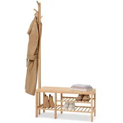 Tchibo - Sitzbank mit Garderobenständer - 90x38x182cm - naturfarben -