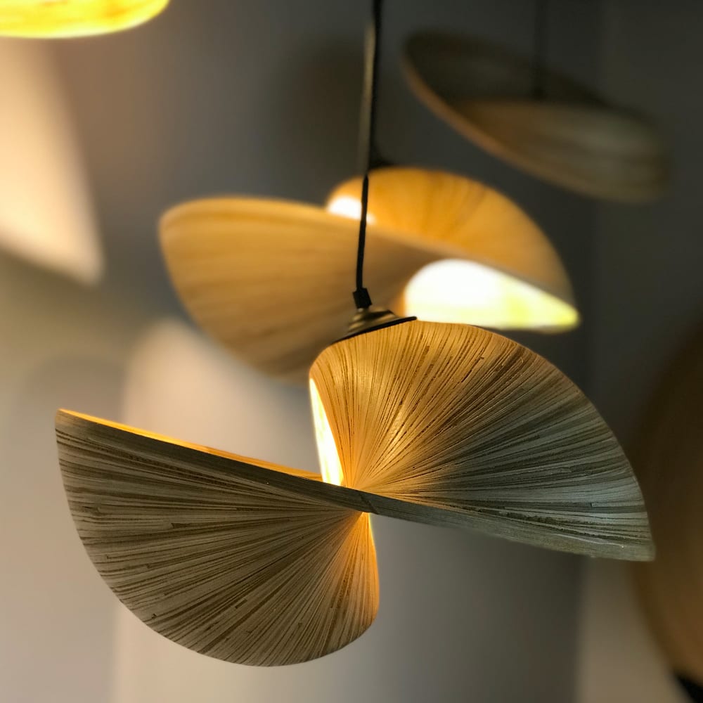 HYDILE Suspension en bambou D25 Beige 25x11x25cm