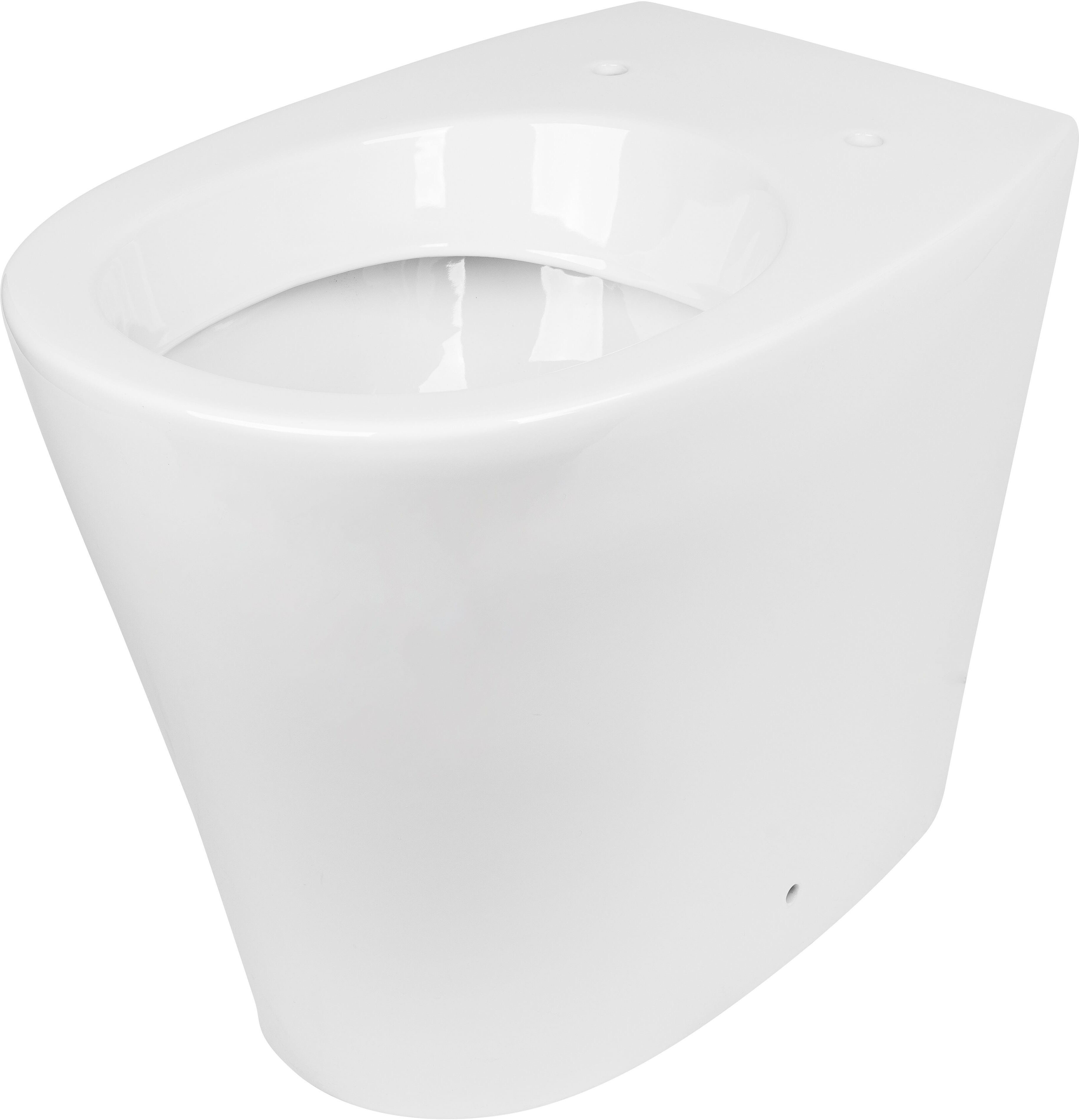 Tecnomat VASO SERIE PERLA A TERRA FILO MURO SCARICO MULTIPLO IN CERAMICA BIANCA