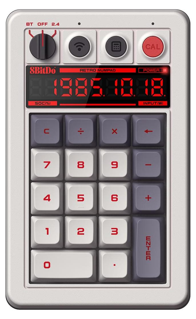 8Bitdo Retro 18 Mechanical Numpad N Editie - Draadloos Bluetooth/USB/RF - Grijs