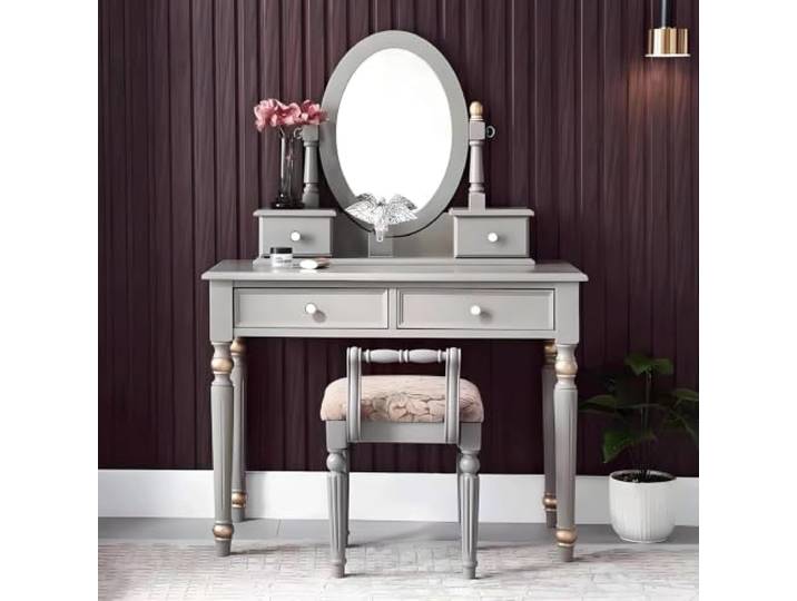 Waschtischset, ideal for kleine Räume, einfach zu montieren Schminktisch aus Massivholz im amerikanischen Stil, zur Aufbewahrung im Schlafzimmer/Wohnzimmer(Gray,80cm (32in))