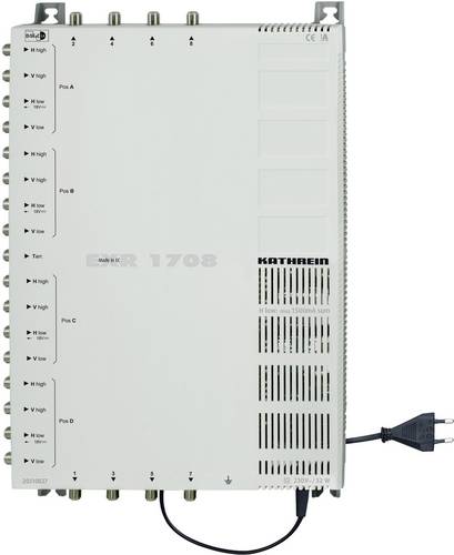 Kathrein EXR 1708 SAT Multischalter Kaskade Eingänge (Multischalter): 17 (16 SAT/1 terrestrisch) Teilnehmer-Anzahl: 8