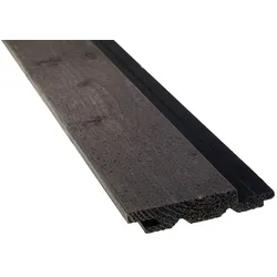 Nordische Fichte 3D Fassadenprofil, 21x121 mm, KD, Sichtseite fein gesägt, endbehandelt mit Patina Holzschutzlasur, mit schwarzer Feder, Deckbreite: 111 mm