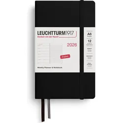 Leuchtturm 1917 Wochenplaner mit Notizbuch liniert, 2026 EN, A6, schwarz