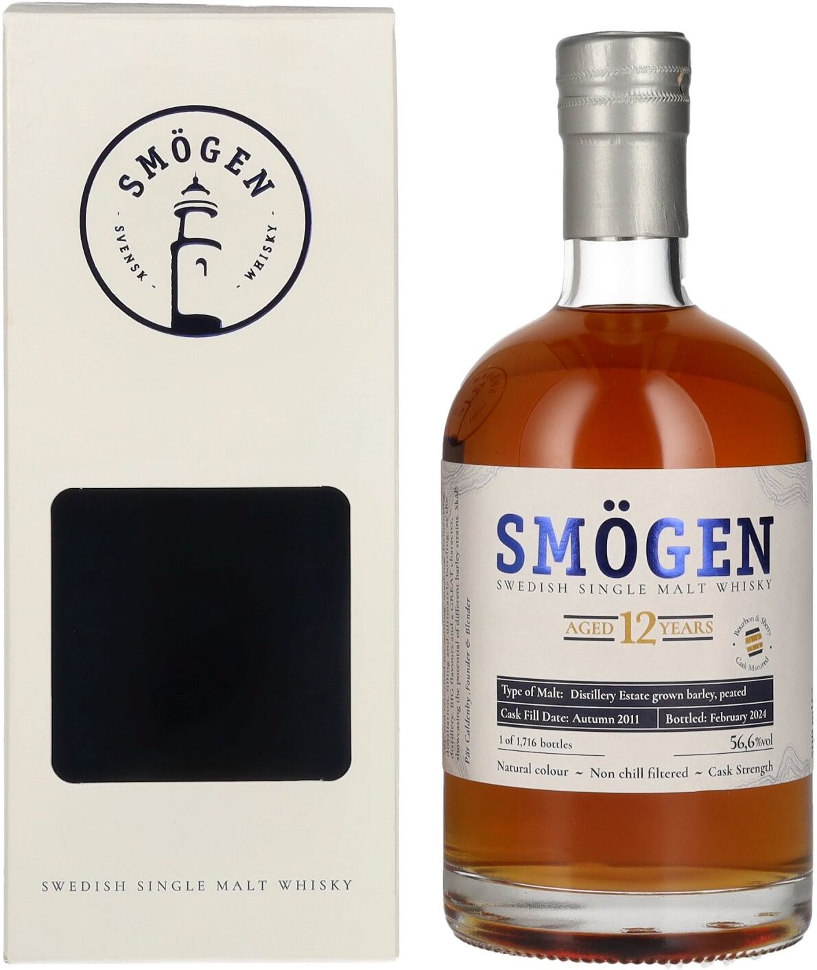 SMÖGEN 12 Years Old Distillery Estate Barley Swedish Single Malt Whisky 56,6% Vol. 0,5l in Geschenkbox