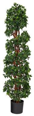 Nearly Natural "4.5' English Ivy Spiral Topiary with Natural Trunk UV Resistant - 6"""
