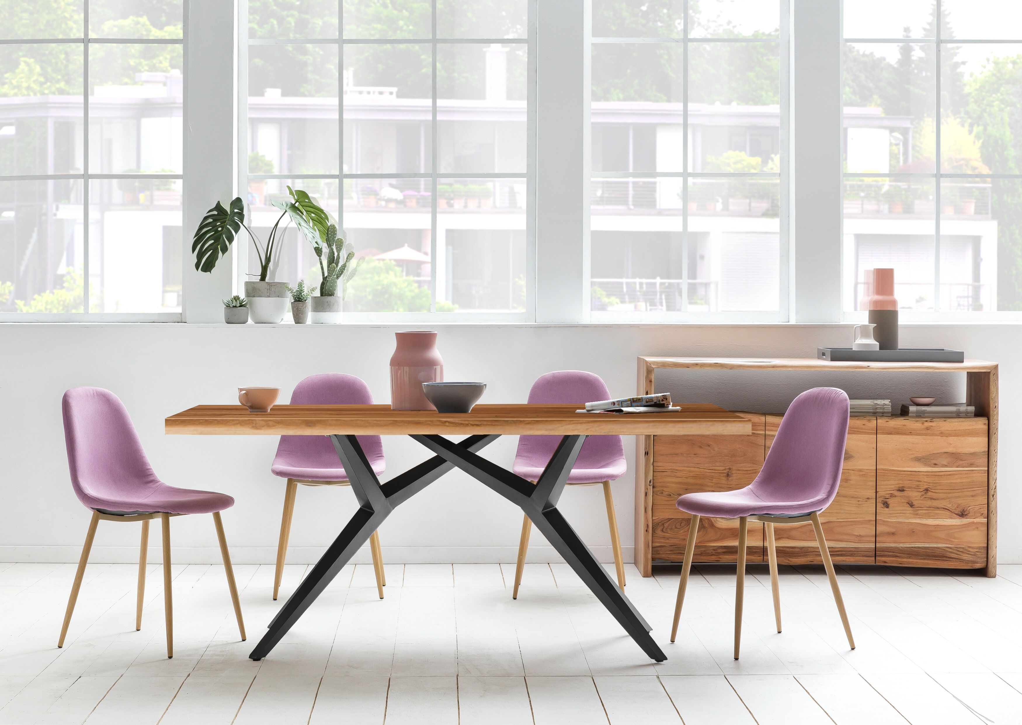 Tischbein SIT "Troyes aus Stahl – asymmetrisches Design – rustikale Optik", grau (antikschwarz), B:86cm H:72cm T:71cm, Tischbeine, Tischbein, Tischplattenträger für Tischplatten von 160–240 cm