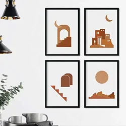 POSTER Set mit 4 Motiven nach Marokko, Braun Wüste A4 Rahmenlos