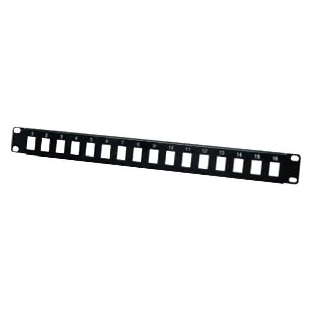Tecline Modulträger für 16 Keystone-Anschlussbuchsen, 48,30cm (19"), schwarz Zum Aufbau eines Patchfeldes mi (908050)
