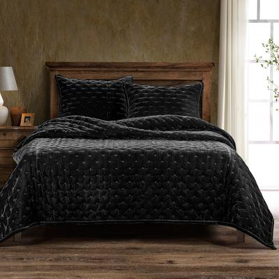 HiEnd Accents Stella Solid Color Faux Silk Velvet Romantic Modern Rustic 1 Piece Quilt
