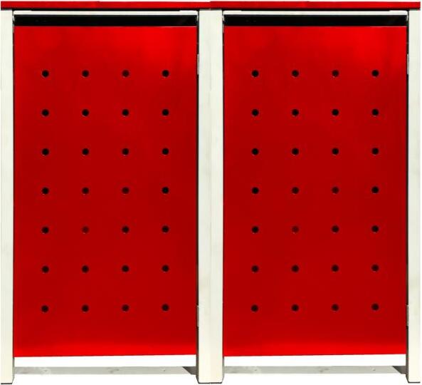 2 Tailor Mülltonnenboxen Basic für 120 Liter Tonnen / ohne Stanzung / Rot / Grau