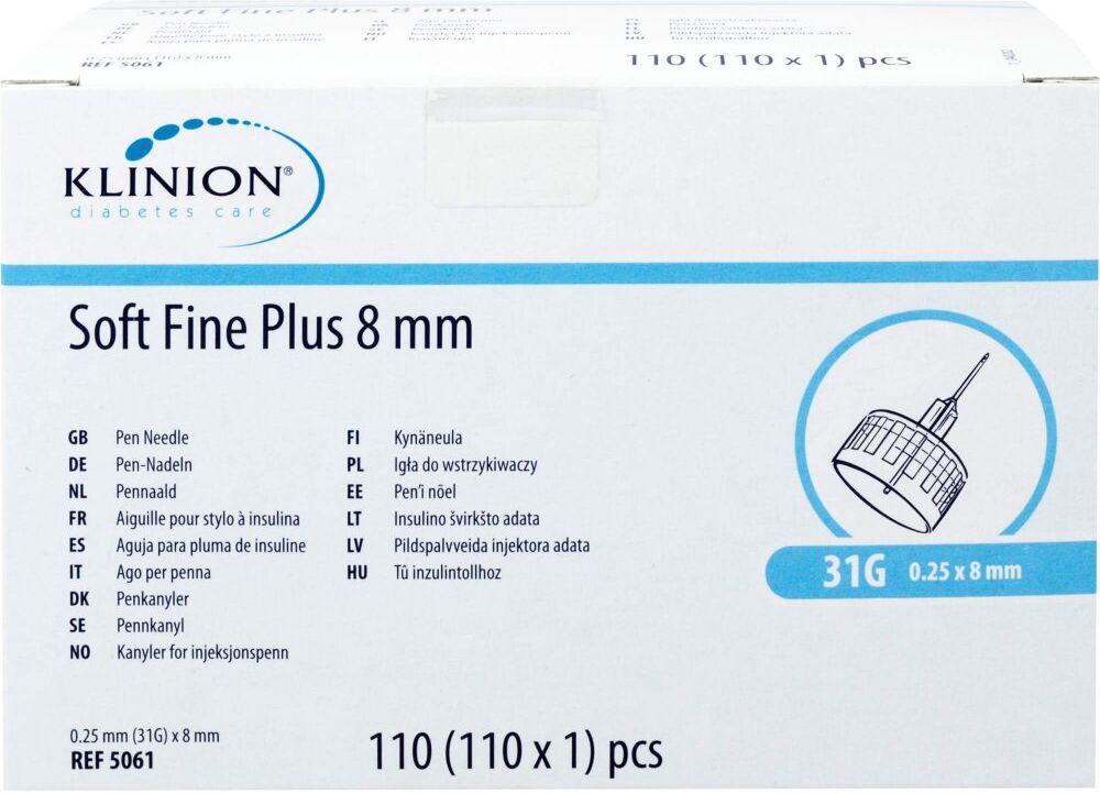 Klinion Soft fine plus Kanülen 8mm 31g 0,25mm 110stk