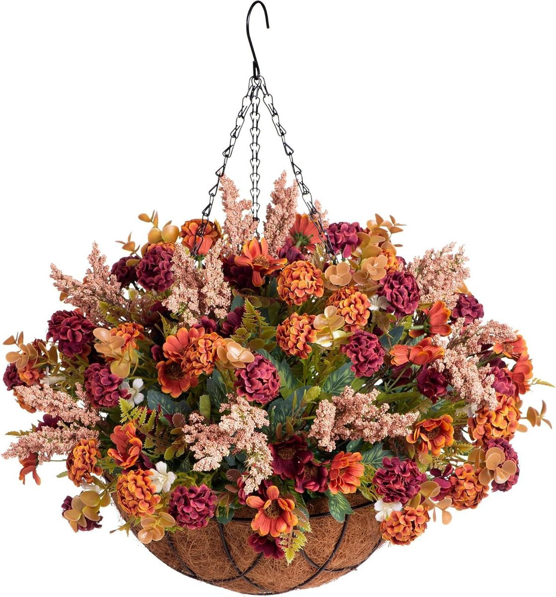Hangende bloemen met mand - Nep plantenarrangement voor binnen - Bruin - 305 cm