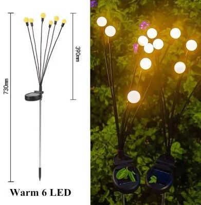 Uplift Picks Solar Firefly Garden Stake Lights For Swaying Outdoor Lawn Landscape Decor warm (6 Led)