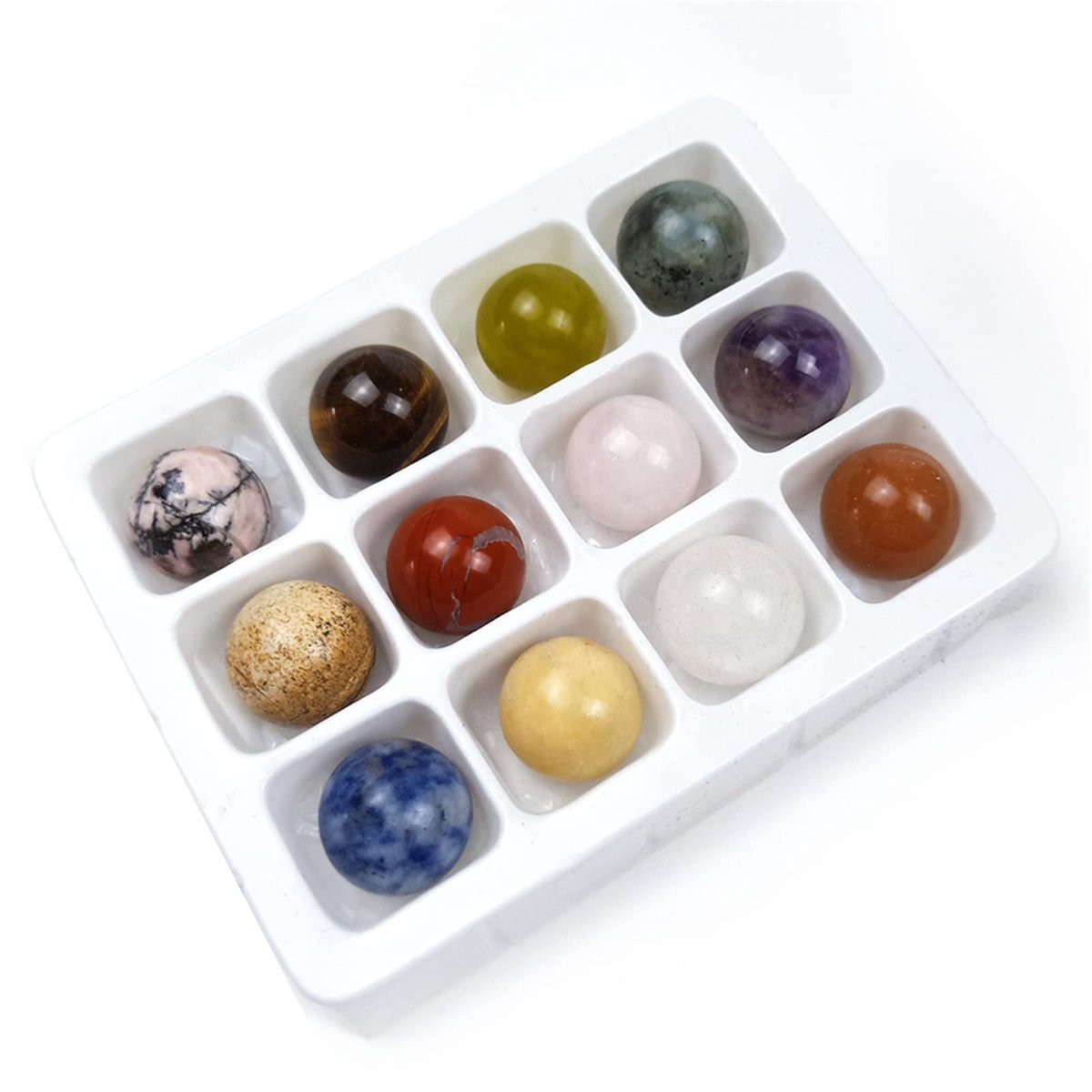 Dailygoody Kristal Healing Edelsteen Mix - 12 stuks diverse kleuren - Natuurlijke chakra ornamenten van 18-20mm