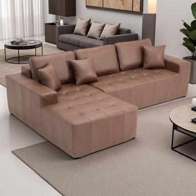 ZWYO HOSIMU "108.27"" Faux Leather L-Shaped Sectional Sofa with Corner Chaise, High-Density Sponge Convertible Sofa Bed"
