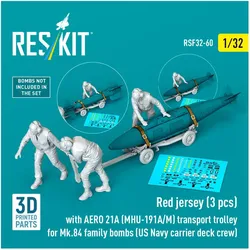 ResKit Red jerseys (3 pcs) with AERO 21A (MHU-191A/M) transport trolley for Mk.84 family bombs (US Navy car