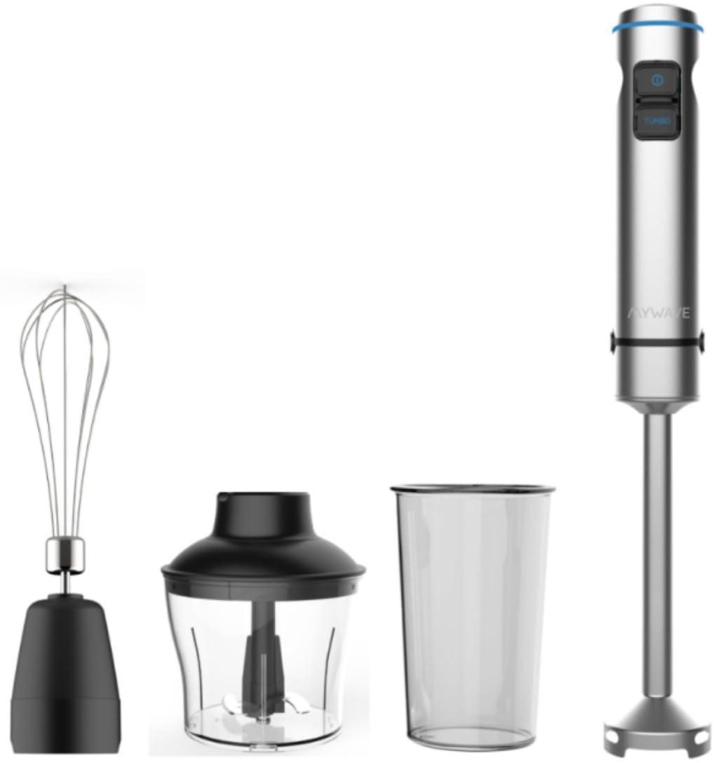 Dripio Stabmixer 1500W met turbofunctie en accessoires, roestvrij staal