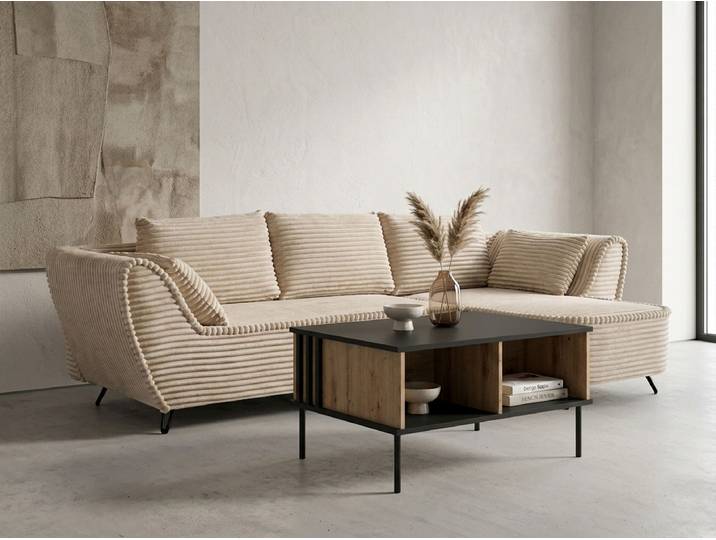 Couchtisch GOODPRODUCT AELLOR Kaffeetisch mit viel Stauraum, modernes Design , schwarz, artisan eiche, B:87cm H:43cm T:66cm, Tische, Couchtisch, Beistelltisch mit zusätzlichen Aufbewahrungsschränken