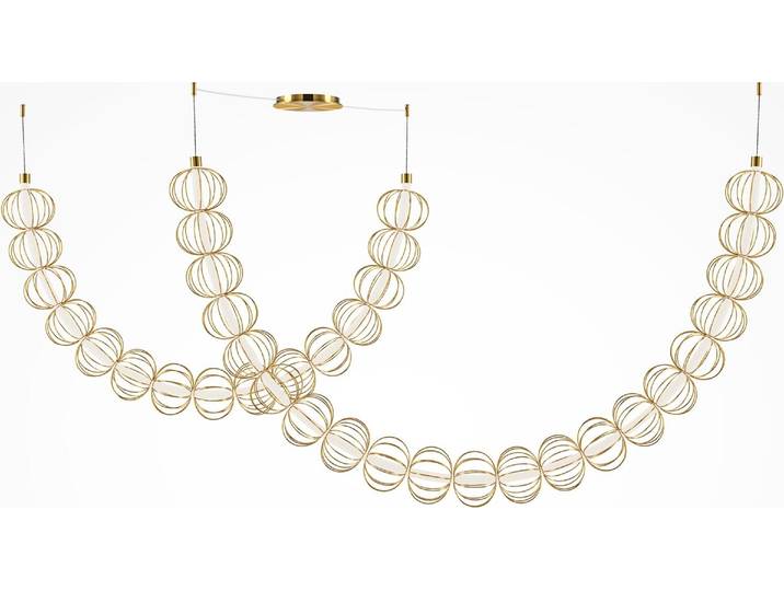 Maytoni Moderne Pendelleuchte Golden Cage LED incl. in Gold aus Metall Acryl 107 W für Küche, Schlafzimmer, Wohnzimmer, Esszimmer, Lobby
