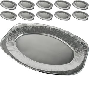 Papstar Servierplatte 14891, 43 x 29cm, Aluminium silber, oval, 10 Stück