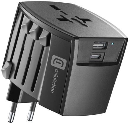 Cellular line Adaptador de Viagem Cellularline World Travel Charger 20W 1x USB-A 1x USB-C
