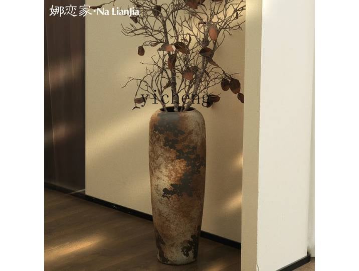 ZYA poterie pot rétro céramique wabi sable vent du sol au plafond grand vase style moyen et ancien salon
