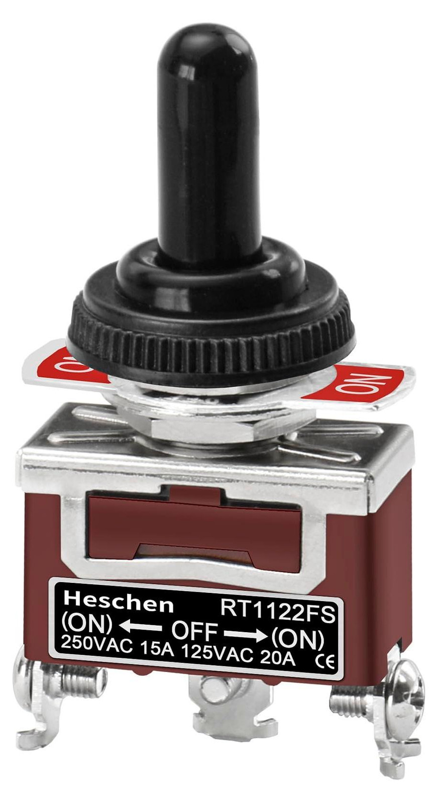 Lustrens Metalen tuimelschakelaar DPDT (ON)/OFF/(ON), 15 A, 250 V AC, waterdicht