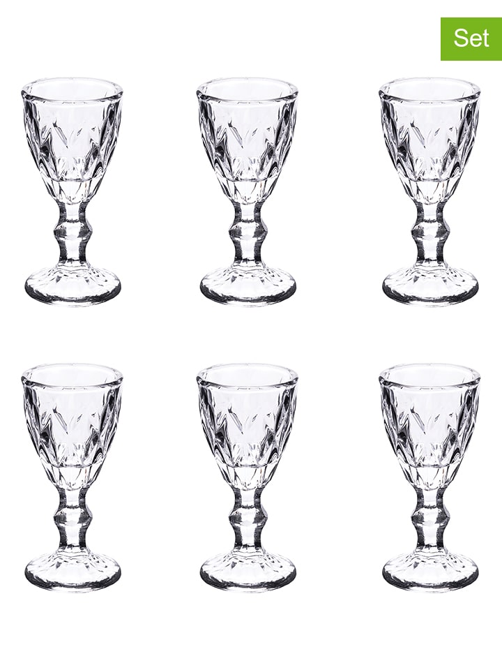 Villa d´Este 6er-Set: Likörgläser "Prisma" in Transparent - 45 ml - onesize